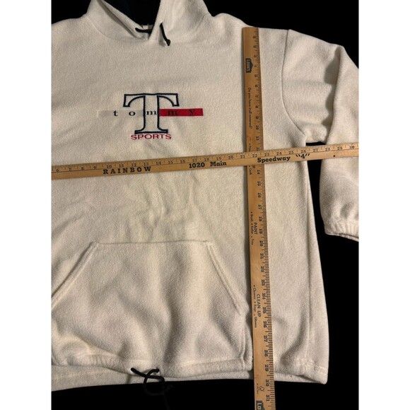 Tommy Hilfiger Men's Fleece Hoodie Sweatshirt Size XL Drawstring White Logo VTG - Picture 6 of 7